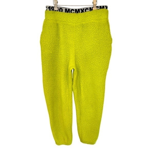 STEVE MADDEN NEON YELLOW CHUCK FLEECE JOGGER SWEATPANTS, SIZE M - Picture 1 of 9